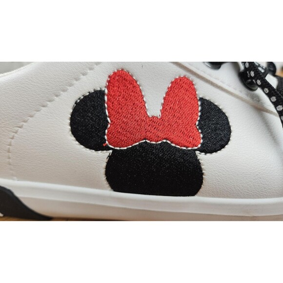 Disney Minnie Mouse Shoes Womens Size 6.5 White Black Embroidered Polka Dot - Picture 6 of 8